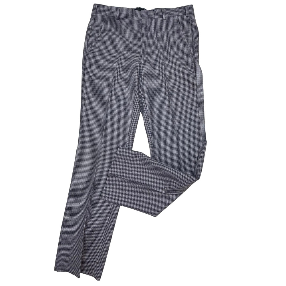Racquet Club Hart Schaffner Marx Blue Grey Wool Houndstooth Dress Pants 35x31
